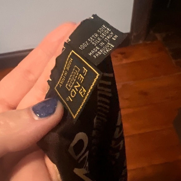 Sold! Fendi EUC brown logomania silk scarf - Picture 2 of 5